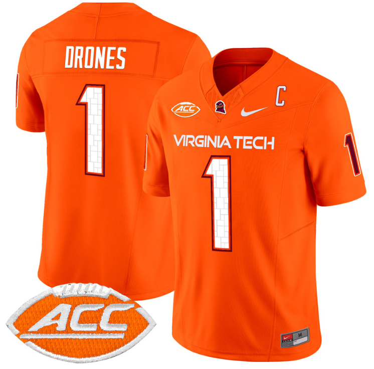 Kyron Drones Jersey #1 Virginia Tech Hokies Vapor Limited College Football Stitched Alternate - Image 3