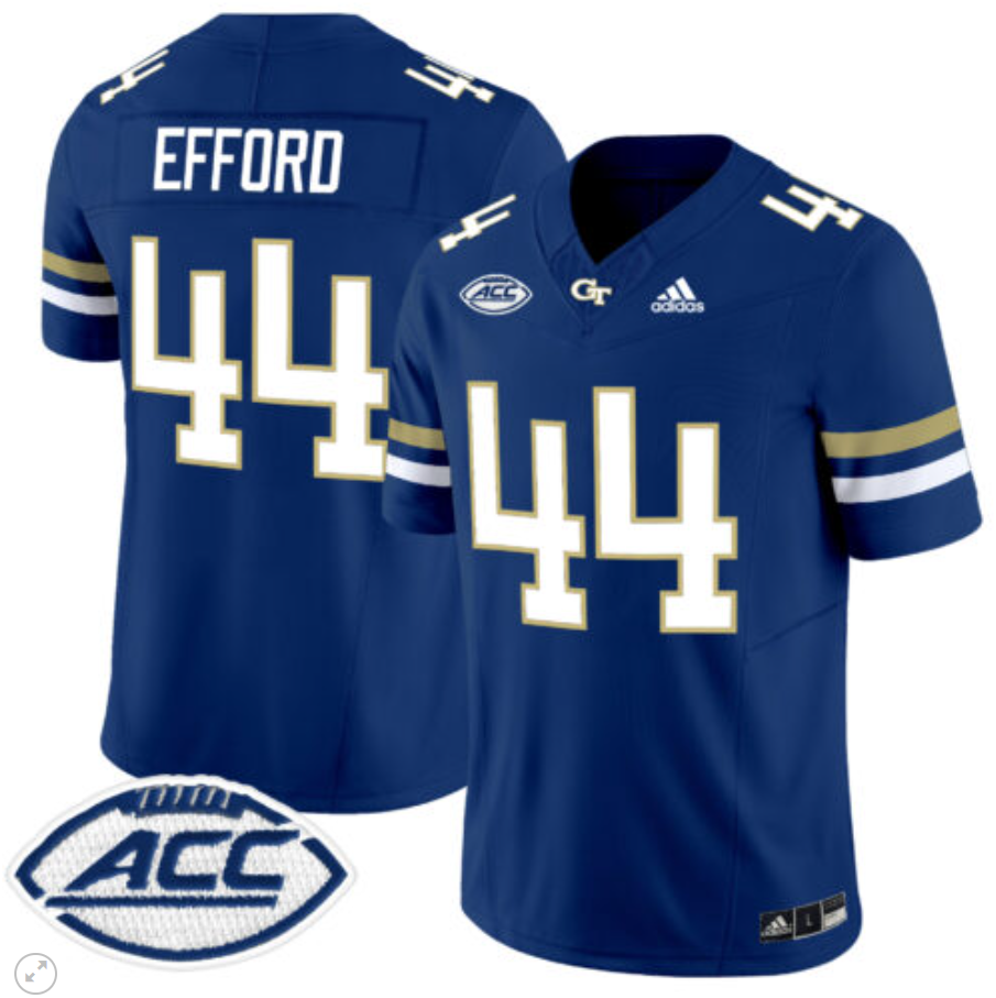 Kyle Efford Jersey #44 Georgia Tech Yellow Jackets Vapor Limited Football All Stitched Alternate - Image 3