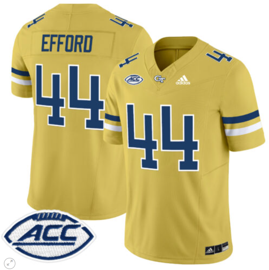 Kyle Efford Jersey #44 Georgia Tech Yellow Jackets Vapor Limited Football All Stitched Alternate - Image 5