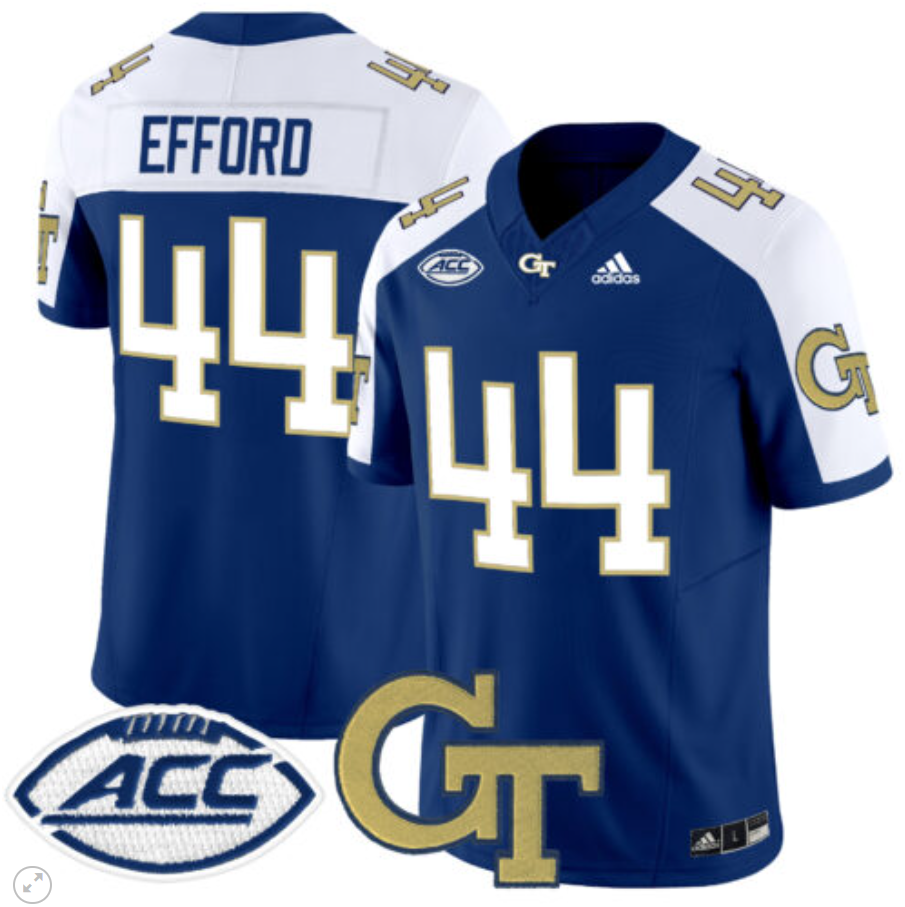 Kyle Efford Jersey #44 Georgia Tech Yellow Jackets Vapor Limited Football All Stitched Alternate - Image 4