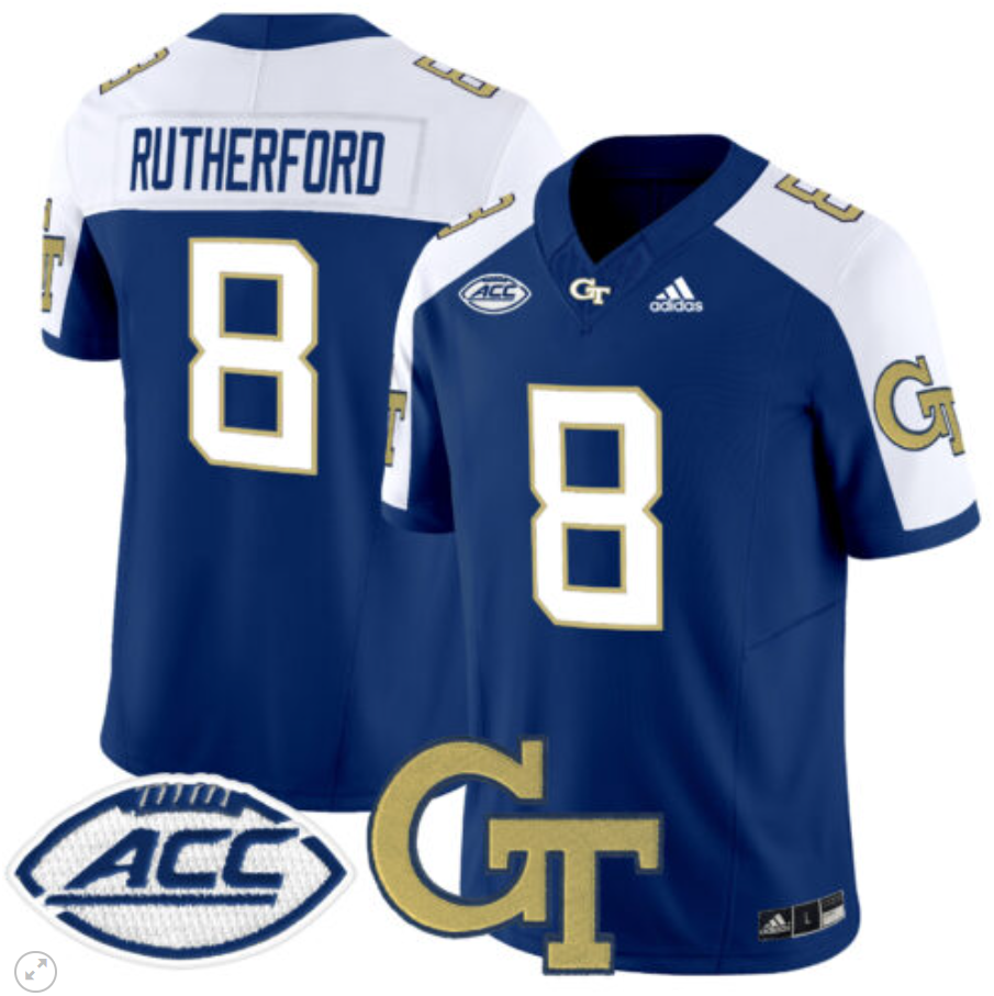 Malik Rutherford Jersey #8 Georgia Tech Yellow Jackets Vapor Limited Football All Stitched Alternate - Image 4