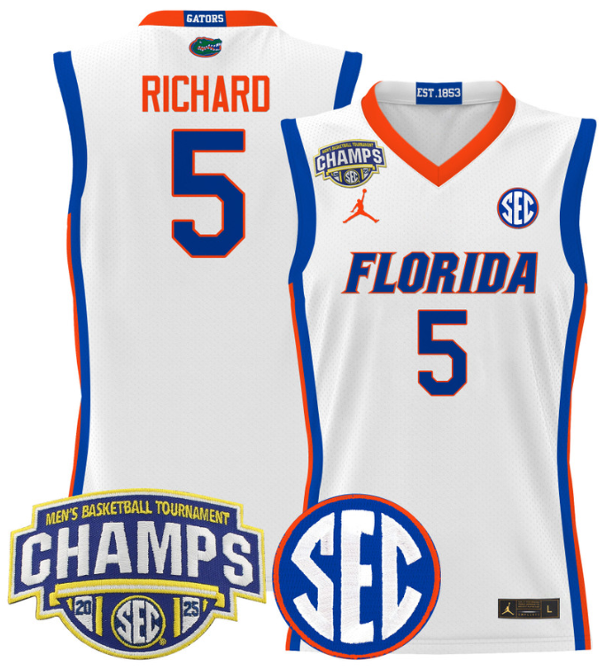 Will Richard Jersey #5 Florida Gators 2025 SEC Champions Stitched Basketball - Image 2