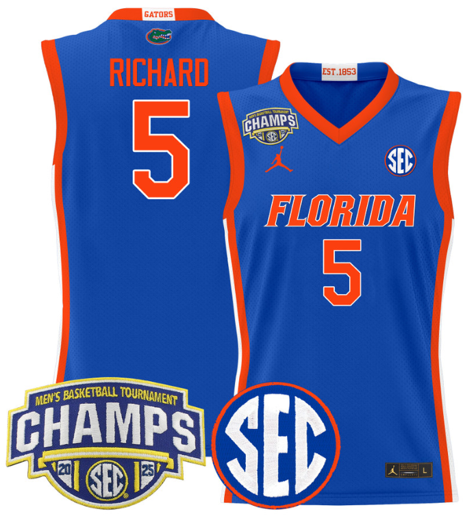 Will Richard Jersey #5 Florida Gators 2025 SEC Champions Stitched Basketball - Image 4