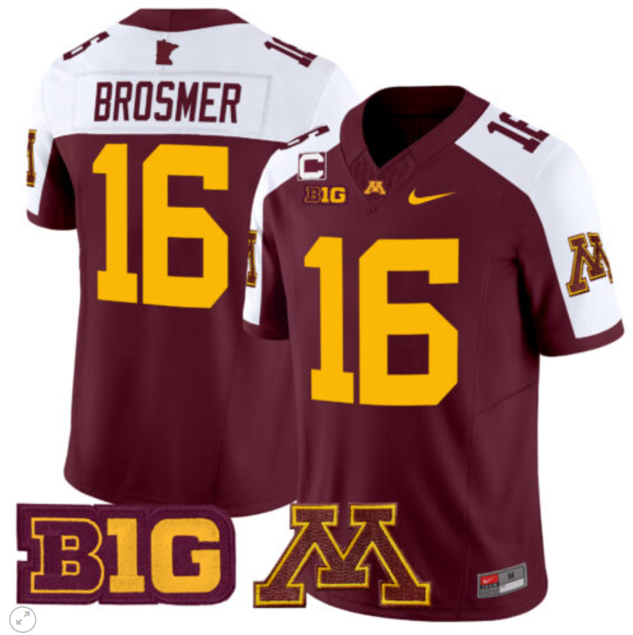 Max Brosmer Jersey #16 Minnesota Golden Gophers Vapor Limited Football All Sitched - Image 4
