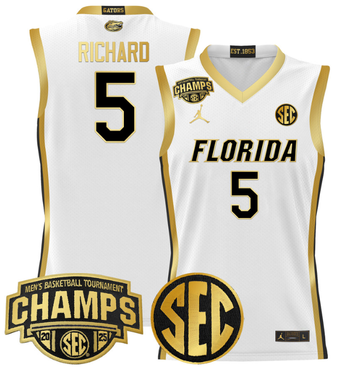 Will Richard Jersey #5 Florida Gators 2025 SEC Champions Stitched Basketball - Image 3
