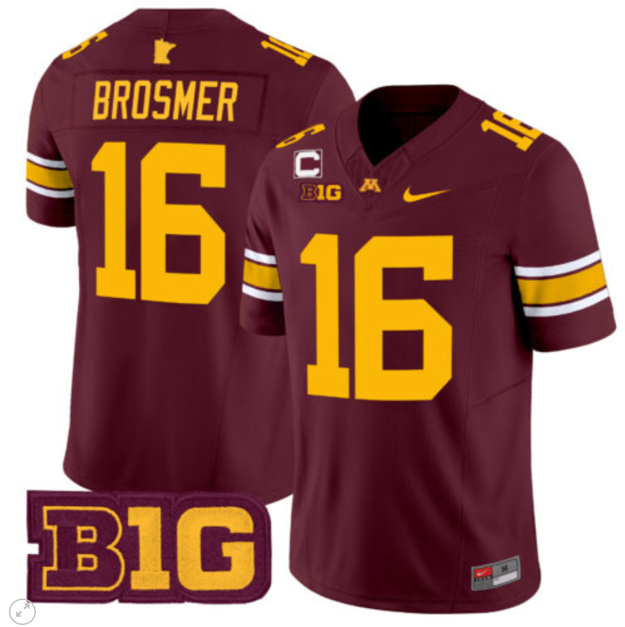 Max Brosmer Jersey #16 Minnesota Golden Gophers Vapor Limited Football All Sitched - Image 3