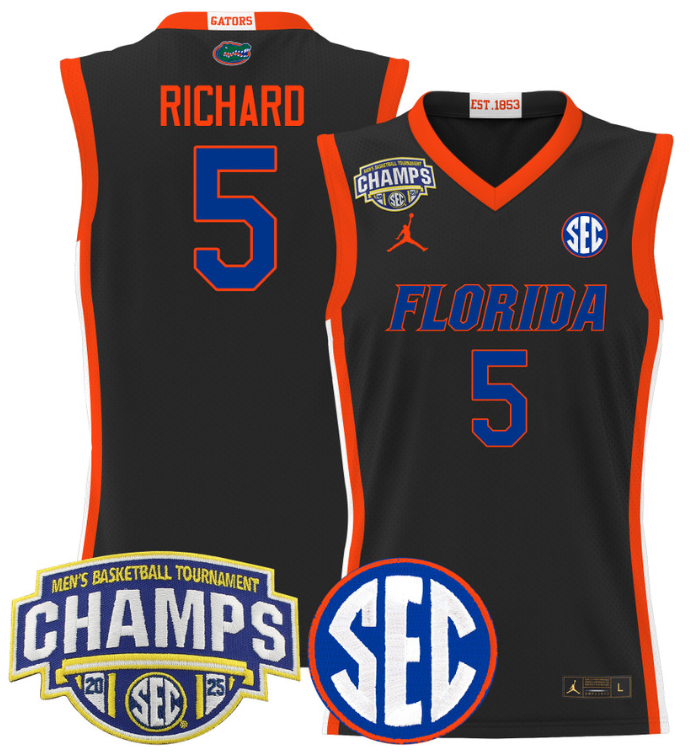 Will Richard Jersey #5 Florida Gators 2025 SEC Champions Stitched Basketball - Image 5