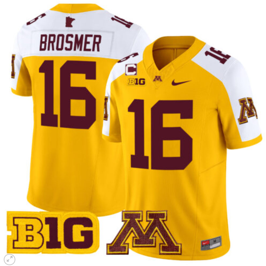 Max Brosmer Jersey #16 Minnesota Golden Gophers Vapor Limited Football All Sitched - Image 6