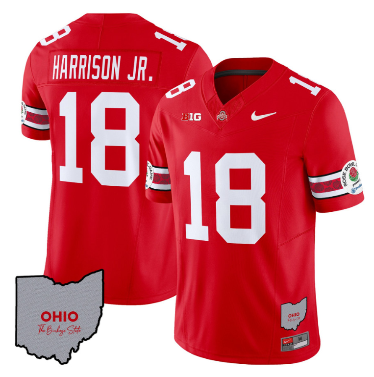 Marvin Harrison Jr Jersey #18 Ohio State Rose Bowl Football V3 Alternate - Image 3