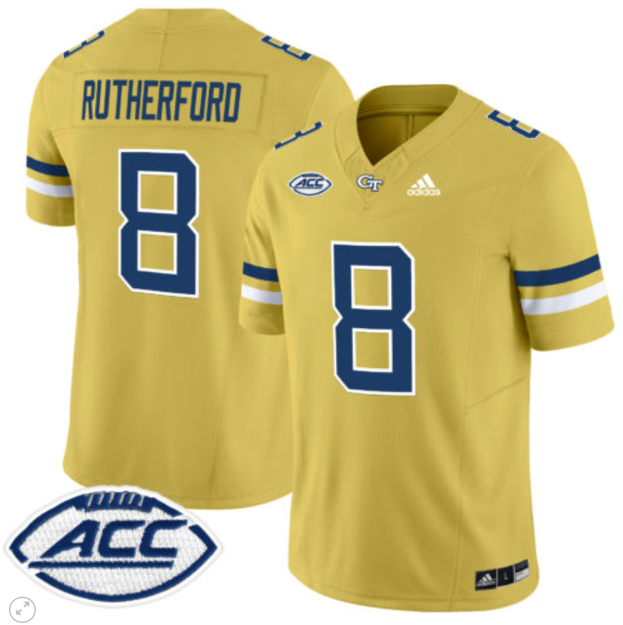 Malik Rutherford Jersey #8 Georgia Tech Yellow Jackets Vapor Limited Football All Stitched Alternate - Image 5