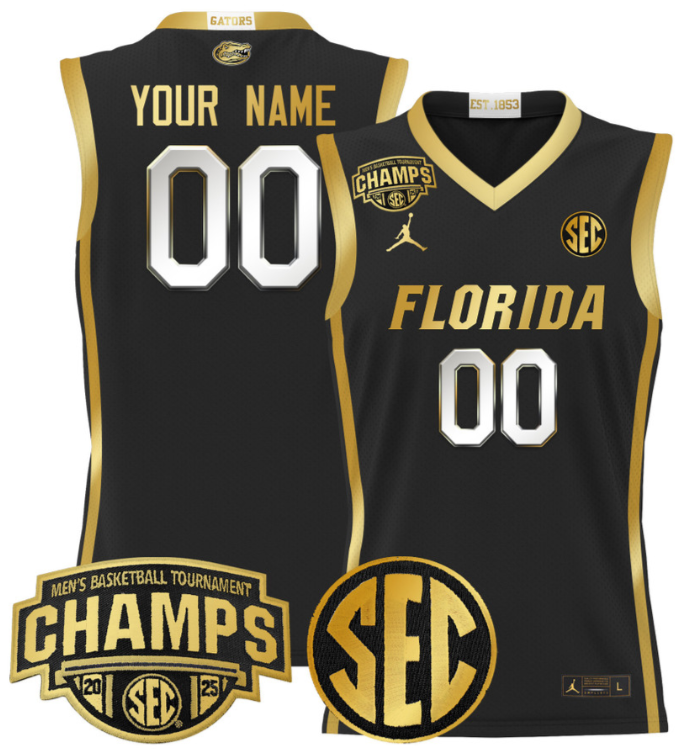 Custom Florida Gators Jersey 2025 SEC Champions Stitched Basketball