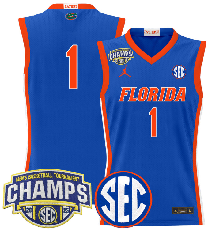 Team Jersey #1 Florida Gators 2025 SEC Champions Stitched Basketball - Image 4