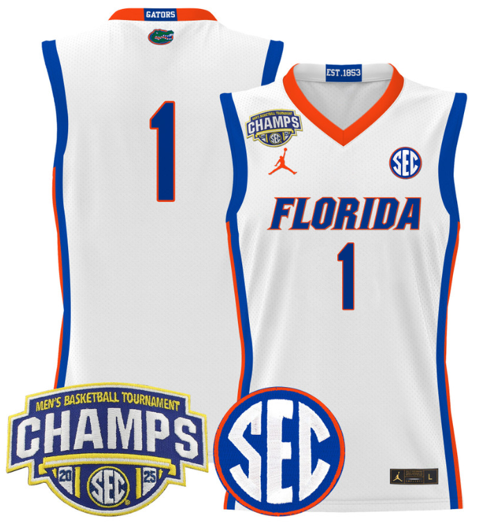 Team Jersey #1 Florida Gators 2025 SEC Champions Stitched Basketball - Image 2