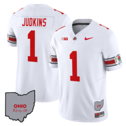 Alternative view of Quinshon Judkins Jersey #1 Ohio State Rose Bowl Patch Football V3 Alternate