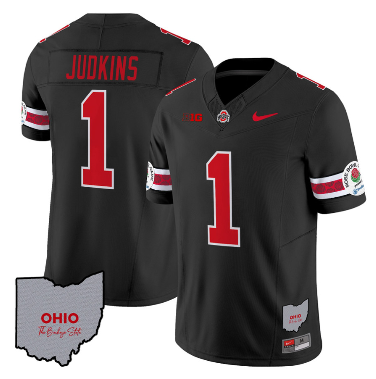 Quinshon Judkins Jersey #1 Ohio State Rose Bowl Patch Football V3 Alternate - Image 5