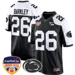 Saquon Barkley Jersey #26 Custom Penn State Orange Bowl Patch Football Alternate