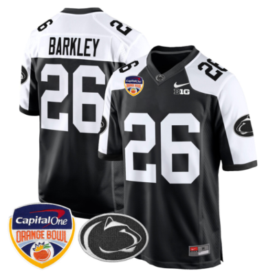 Saquon Barkley Jersey #26 Custom Penn State Orange Bowl Patch Football Alternate