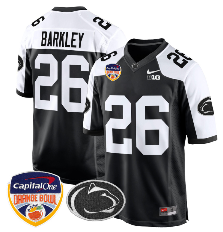 Saquon Barkley Jersey #26 Custom Penn State Orange Bowl Patch Football Alternate
