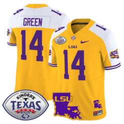 TreyDez Green Jersey #14 LSU Tigers 2024 Texas Bowl Football Alternate