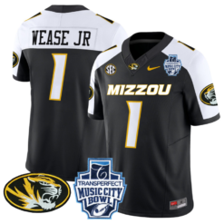 Theo Wease Jr Jersey #1 Missouri Tigers 2024 Music City Bowl Alternate Football