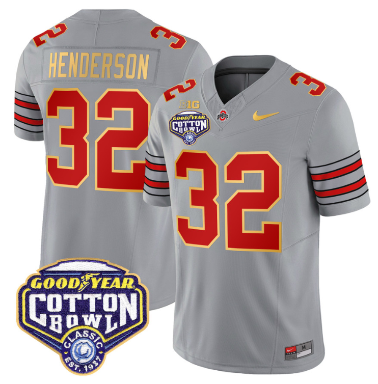 Treveyon Henderson Jersey #32 Ohio State 'Heritage Stripe' Cotton Bowl Football Stitched - Image 4