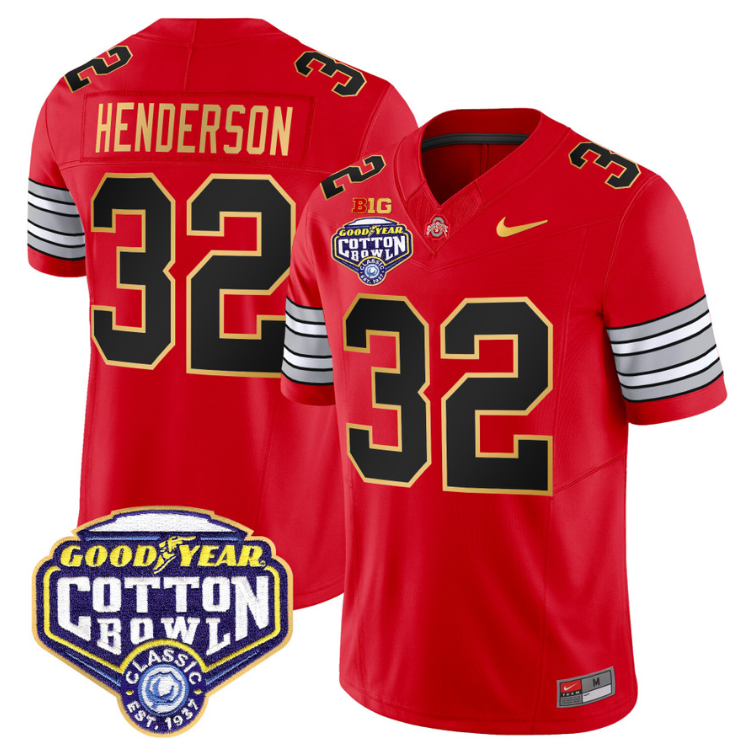 Treveyon Henderson Jersey #32 Ohio State 'Heritage Stripe' Cotton Bowl Football Stitched - Image 3