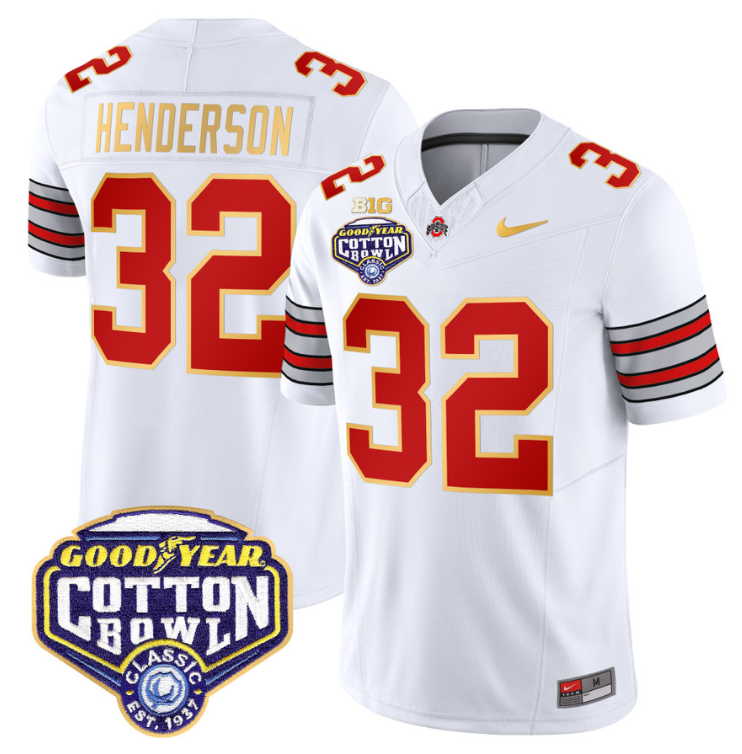 Treveyon Henderson Jersey #32 Ohio State 'Heritage Stripe' Cotton Bowl Football Stitched - Image 2