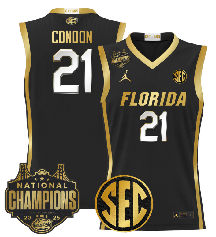 Alex Condon Jersey #21 Florida Gators 2025 National Champions Patch Basketball