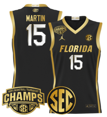 Alijah Martin Jersey #15 Florida Gators 2025 Tournament Champions Patch Basketball