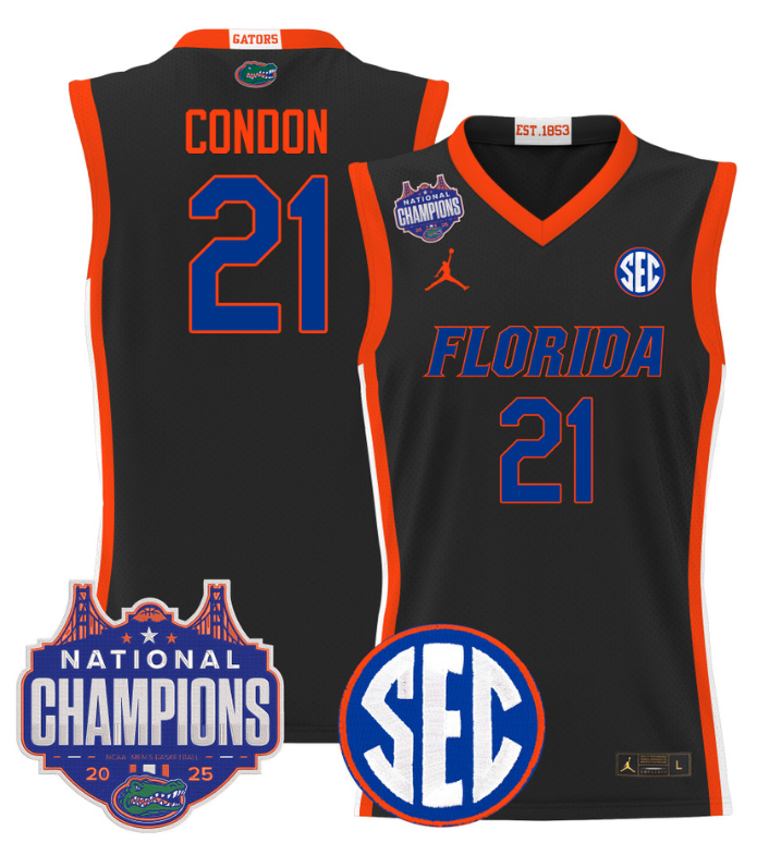Alex Condon Jersey #21 Florida Gators 2025 National Champions Patch Basketball - Image 4