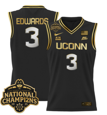 Aaliyah Edwards Jersey #3 UConn Huskies 2025 National Champions Patch Stitched Basketball