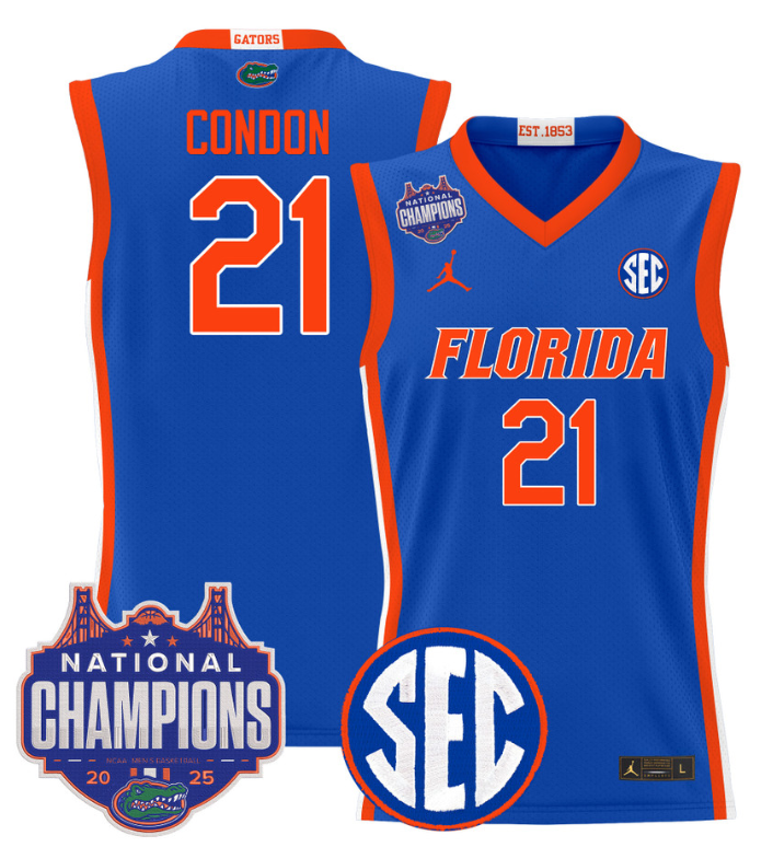 Alex Condon Jersey #21 Florida Gators 2025 National Champions Patch Basketball - Image 3