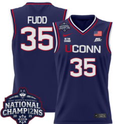 Alternative view of Azzi Fudd Jersey #35 UConn Huskies 2025 National Champions Patch Stitched Basketball