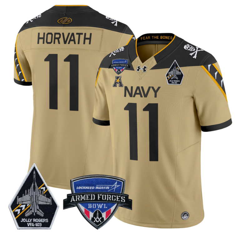 Blake Horvath Jersey #11 Navy Midshipmen 2025 Armed Forces Bowl Patch Stitched Football
