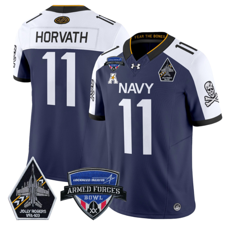 Blake Horvath Jersey #11 Navy Midshipmen 2025 Armed Forces Bowl Patch Stitched Football - Image 2