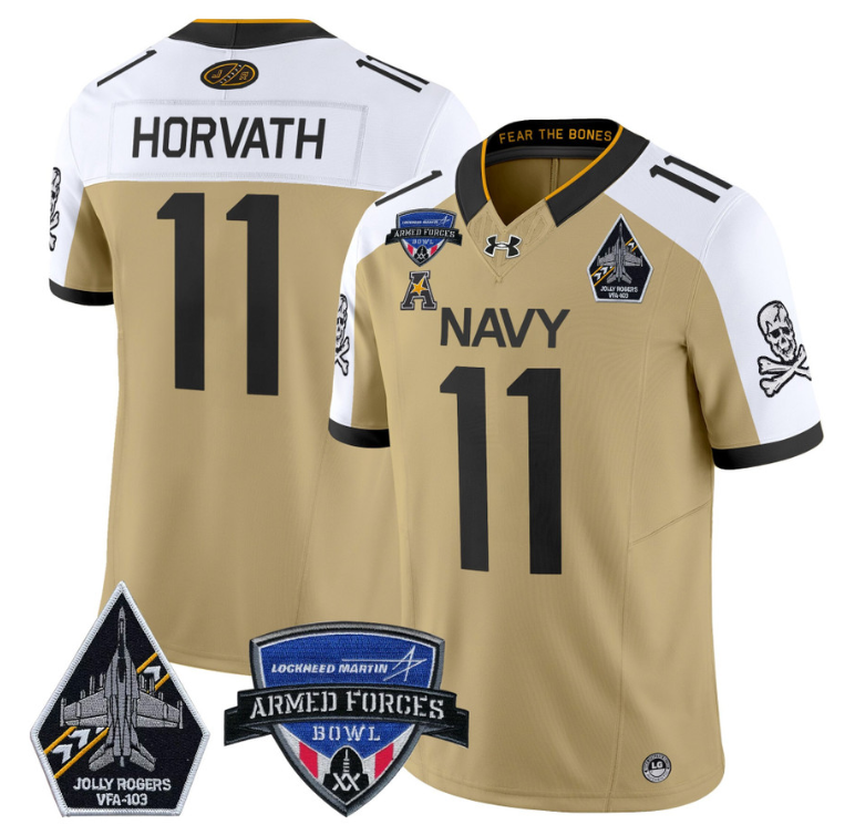 Blake Horvath Jersey #11 Navy Midshipmen 2025 Armed Forces Bowl Patch Stitched Football - Image 3