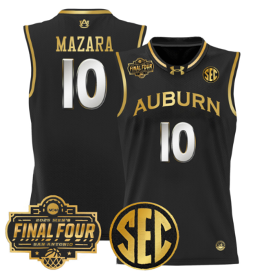 Baker Mazara Jersey #10 Auburn Tigers 2025 Final Four Patch Stitched Basketball