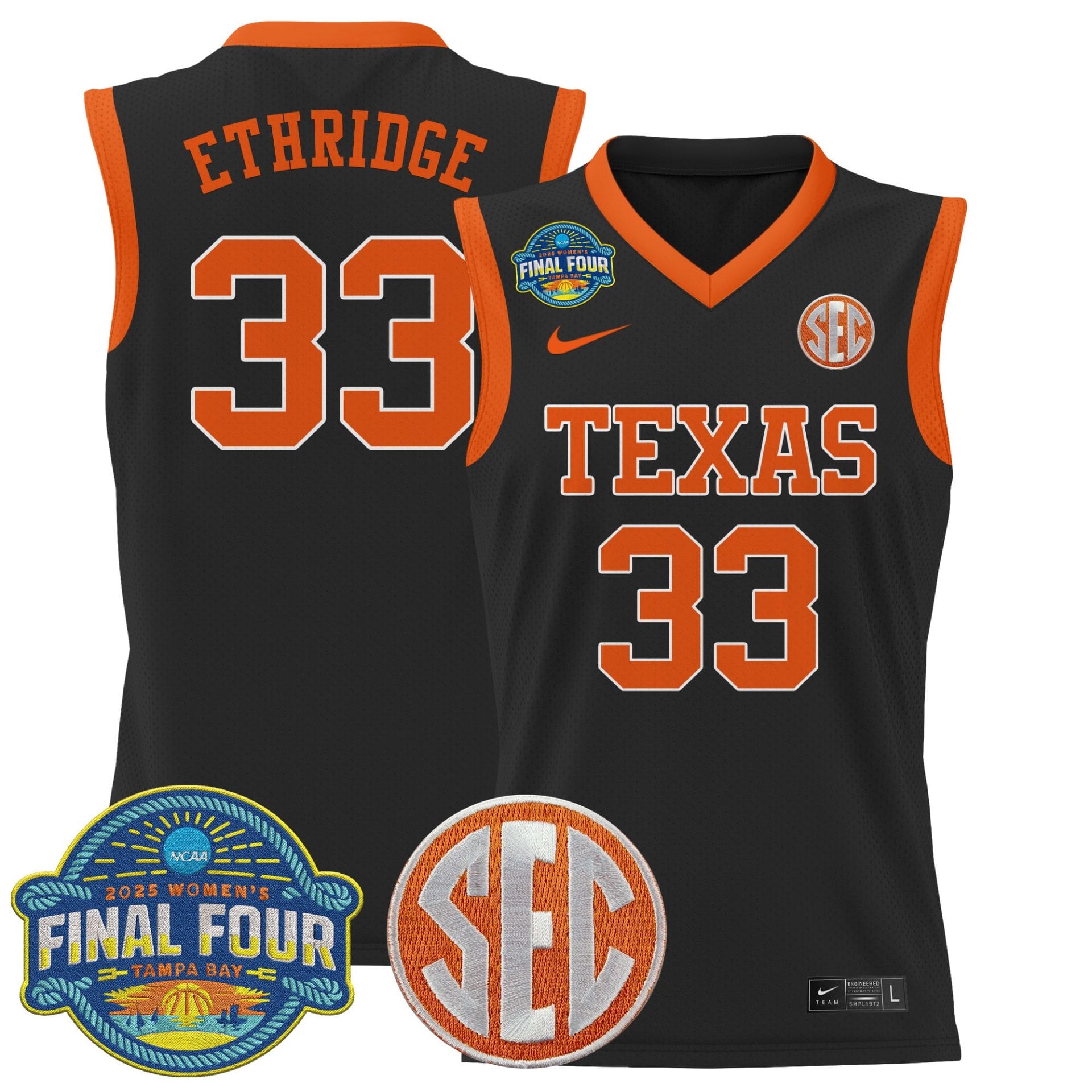 Kamie Ethridge Jersey #33 Texas Longhorns 2025 Sec Final Four Patch Stitched Basketball - Image 3