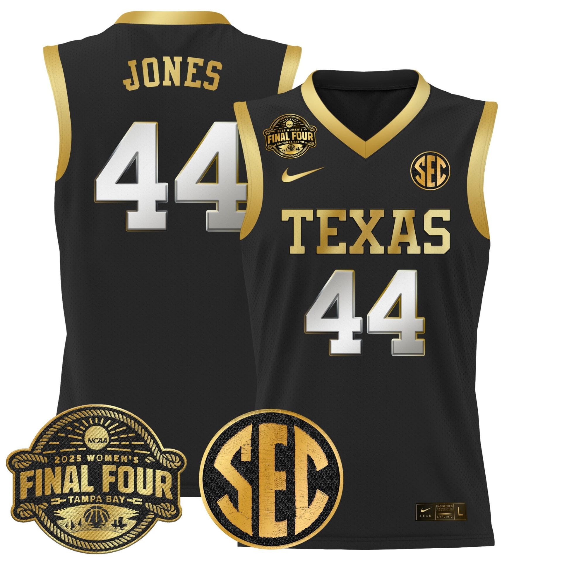 Taylor Jones Jersey #44 Texas Longhorns 2025 Sec Final Four Patch Stitched Basketball