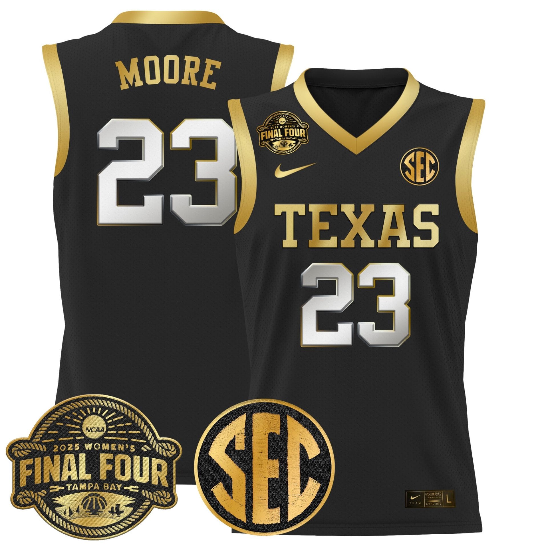Aaliyah Moore Jersey #23 Texas Longhorns 2025 Sec Final Four Patch Stitched Basketball