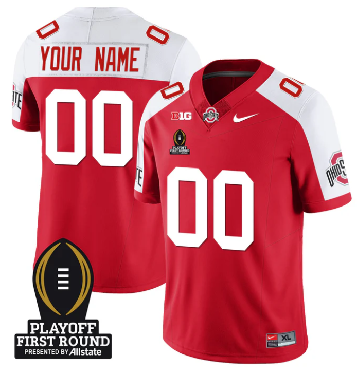 Custom Ohio State Buckeyes Jersey Playoff First Round Patch Football Stitched