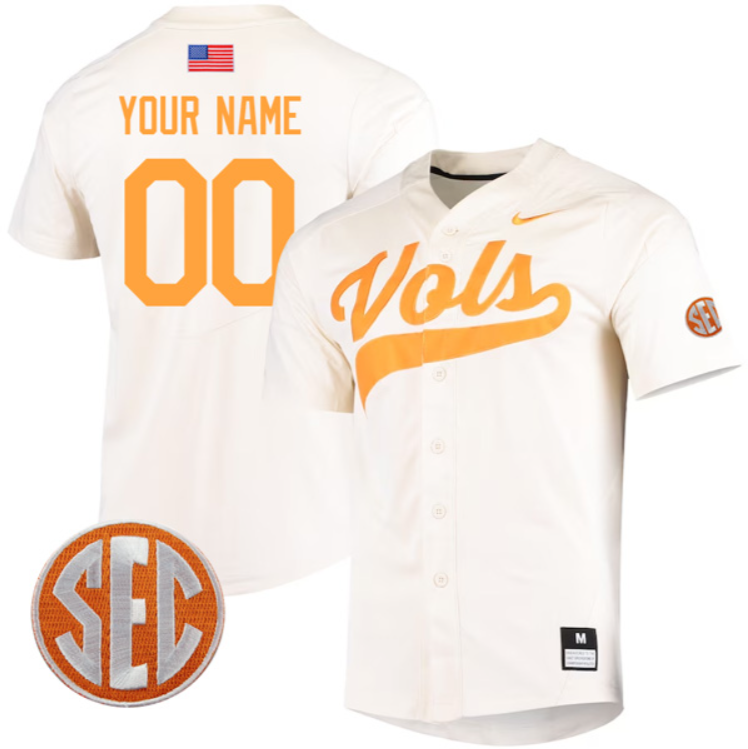 Custom Tennessee Volunteers Jersey College Two Button SEC Patch Stitched Baseball - Image 8