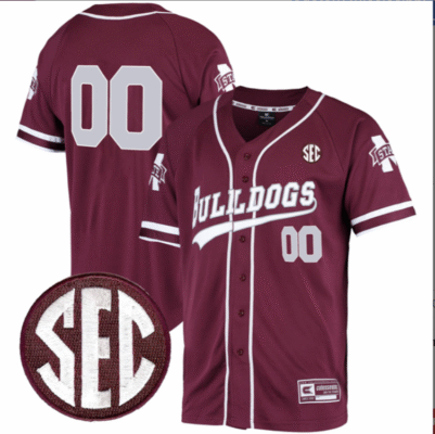Custom Mississippi State Bulldogs Jersey SEC Patch Stitched Baseball