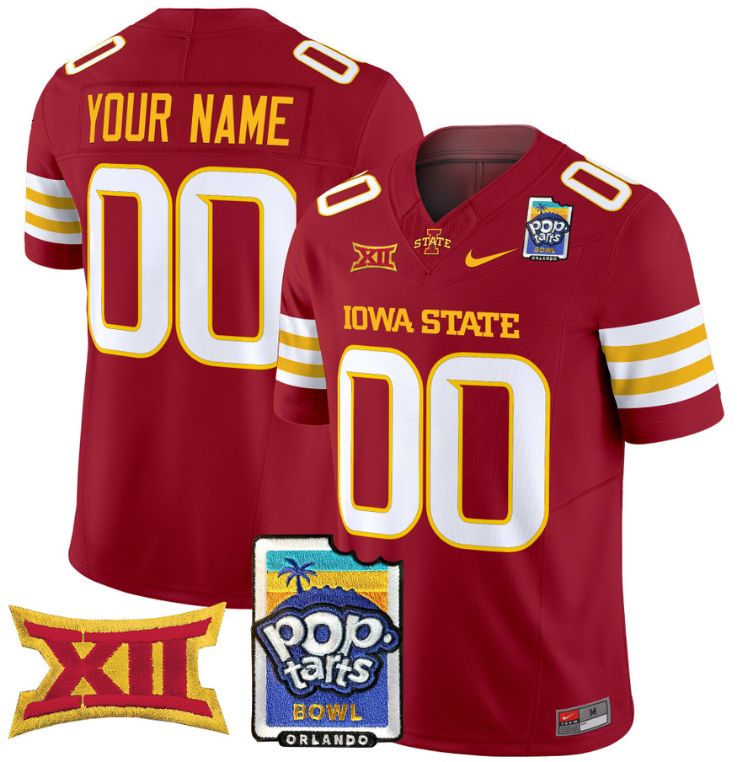 Custom Iowa State Cyclones Jersey 2025 PopTarts Bowl Patch Stitched Football - Image 4