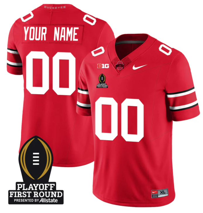 Custom Ohio State Buckeyes Jersey Playoff First Round Patch Football Stitched - Image 3
