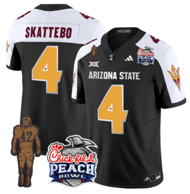 Cam Skattebo Jersey #4 Arizona State Peach Bowl Patch Football V2 Stitched Football