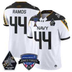 Alternative view of Colin Ramos Jersey #44 Navy Midshipmen 2025 Armed Forces Bowl Patch Stitched Football