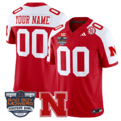 Alternative view of Custom Nebraska Cornhuskers Jersey 2025 Pinstripe Bowl Patch Stitched Football