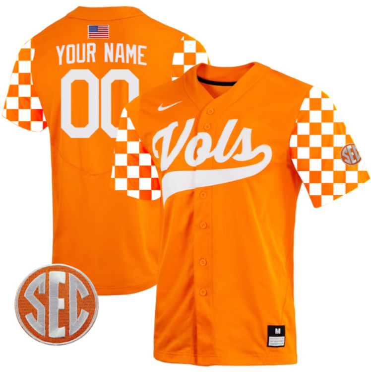 Custom Tennessee Volunteers Jersey College Two Button SEC Patch Stitched Baseball - Image 2