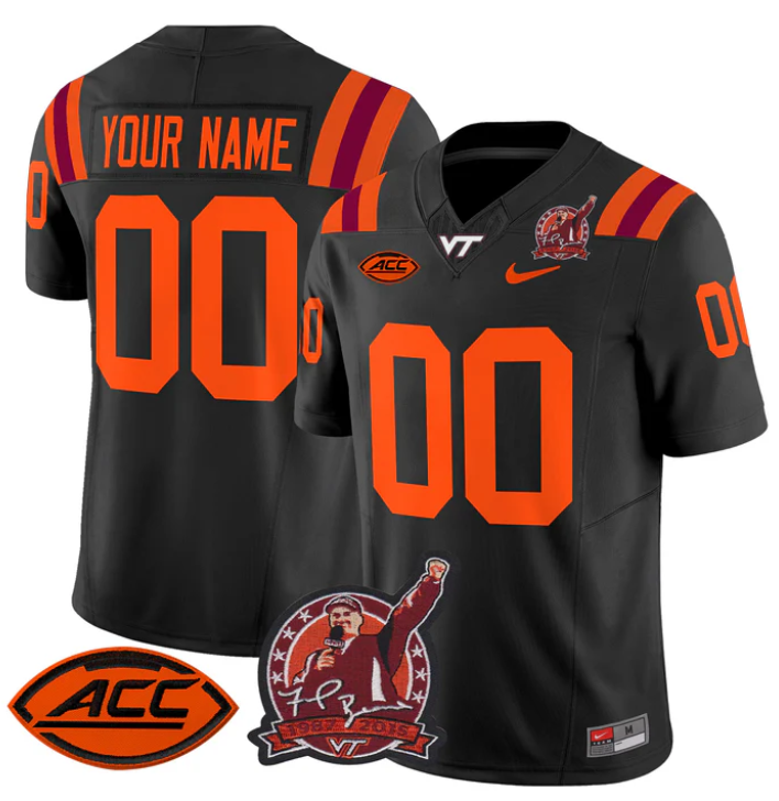 Custom Virginia Tech Hokies Jersey Coach Frank Beamer Patch 2024 Football Stitched